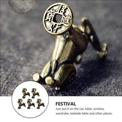 Winomo 5Pcs Brass Goat Sculpture Copper Sheep Figurine Desktop Animal Statue Ornament Chinese Zodiac Animal Model Table Top Decor For Office Bookshelf Gifts Golden #TOP4