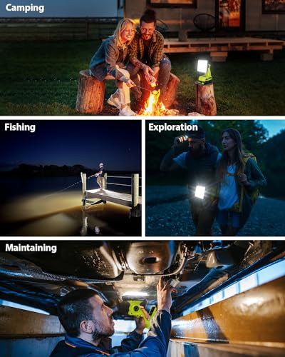 Image of Adisipsoarin Cordless LED Work Light for Ryobi 18V Battery, 25W LED Floodlight with USB-A&USB-C 2.1A Fast Charging Ports for Jobsite, Car Repairing, Camping, Emergency