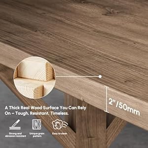 Homary 591 office desk rustic farmhouse computer table wood executive desk with trestle in natural 591 l x 276 w x 295 h  urban country home decor