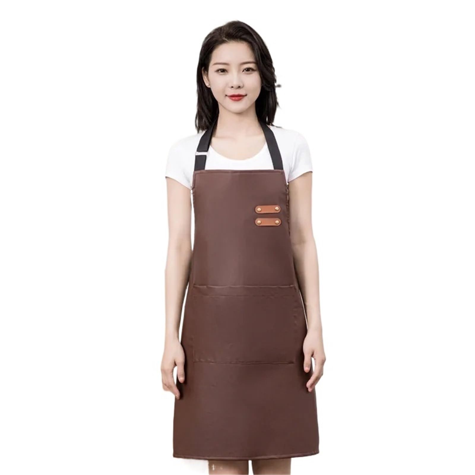 Delantal Delantal de cuero PU impermeable y resistente al aceite, ropa de trabajo de cocina, delantal Unisex ajustable, 2 uds. Para Restaurante, Cafetería