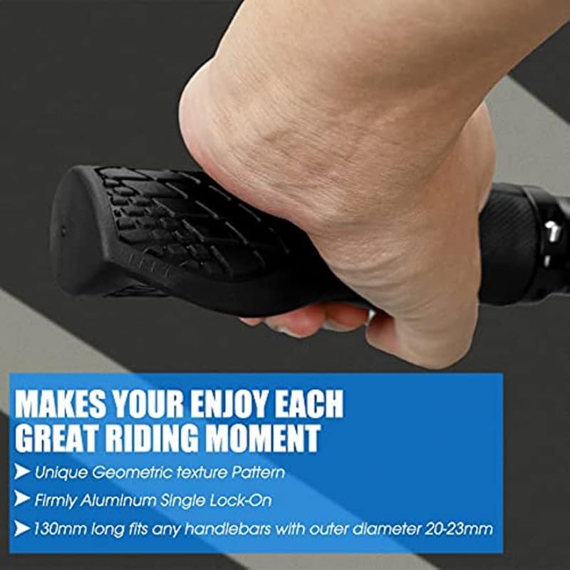 Bike Grips - Single Lock-on Bike Handle Grip | Non-Slip Comfort Mountain Ergonomic Bike Grips for Mountain Bike E-Bike Hybrid City Commuter Bikes