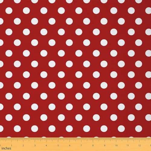Polka Dots Fabric by The Yard,White Red Soft Flannel Polyester No Stretch Fabric for Sewing Lover,Abstract Geometric Circles Crafting Supplies,Modern Simple Style 1 Yard,36" L x 59" W