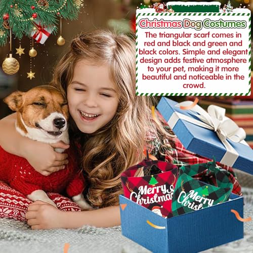 Weihnachten Hundehalstuch, 2 Stück Plaid Bandana, Dreieck Halstuch für Hunde und Katzen, Süße Haustier Accessoires
