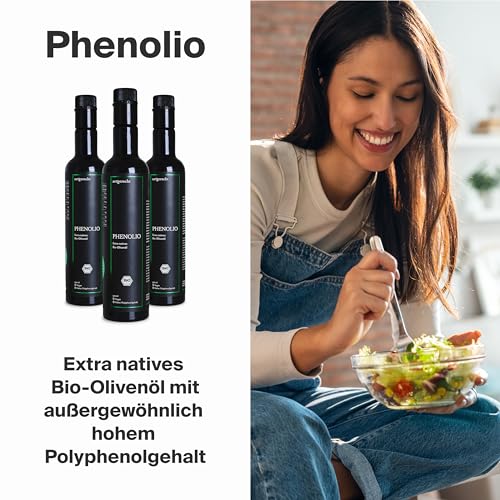 PHENOLIO Bio-Olivenöl Artgerecht 500ml – Extra Natives Olivenöl Picual aus Andalusien | Hoher Polyphenolgehalt | Antioxidativer Zellschutz & Herz-Kreislauf-Unterstützung | Kaltgepresst & ungefiltert