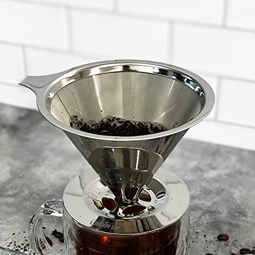 Image of The London Sip Stainless Steel Coffee Dripper Pour Over Coffee Maker, Coffee Slow Brewing Accessories for Home, 1-4 Cup