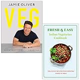  Veg Jamie Oliver [Hardcover], Fresh & Easy Indian Vegetarian Cookbook 2 Books Collection Set