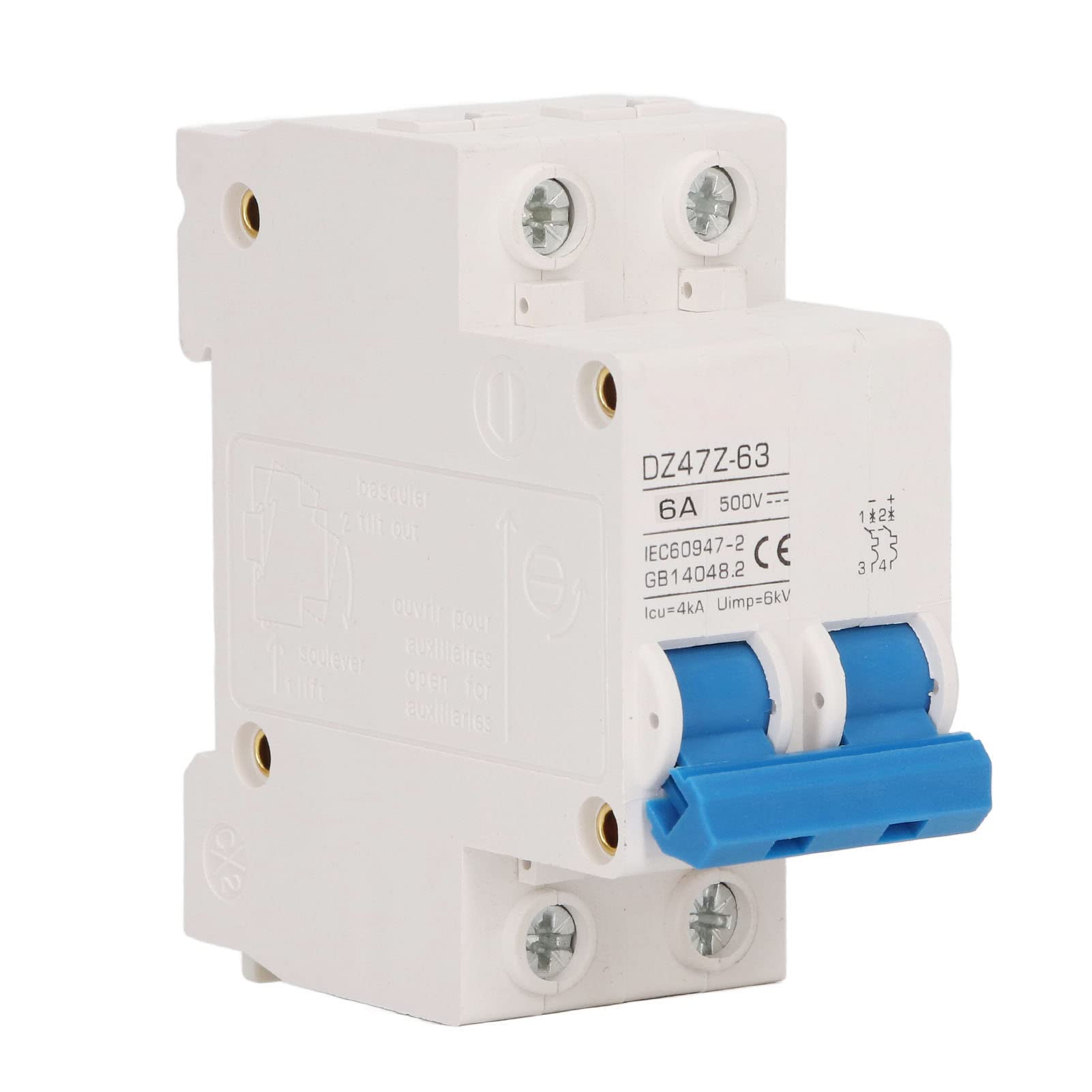 Lot de 2 disjoncteurs Pv DC 1000 V 20 A 2 broches DZ47-C20 Disjoncteurs électriques solaires Disjoncteur d'air de protection Disjoncteur pour systèmes photovoltaïques