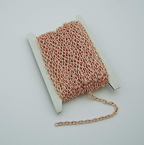 Findings Stop Brand 15ft Spool-Rose Gold Round Cable Unfinished Chain-3x2x0.6mm Jewelry Making Supply.