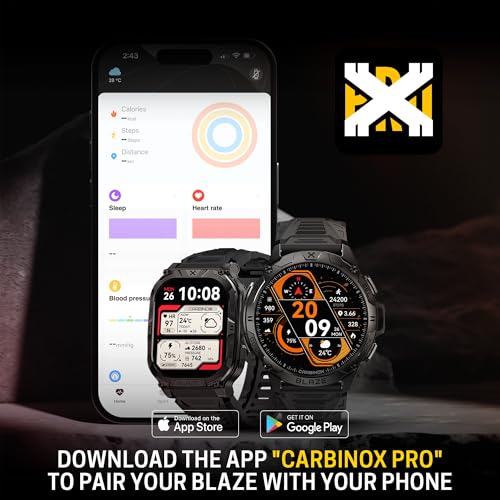 Image of CARBINOX Blaze Smart Watch with GPS (Sport Mode), Fitness Tracker Waterproof IP69K, Compatible with Android and iOS, 170+ Sports Modes, Make /Receive Calls (Square Ultimate Pack)