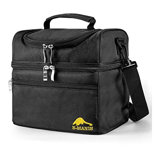 E-MANIS 12L Bolsas Térmicas Portatil Almuerzo Hombre y Mujer Trabajo Hermética Comida Nevera Porta Alimentos Oficina Escuela Acampar Picnic Playa Viaje Para Adultos y Niños (Negro)
