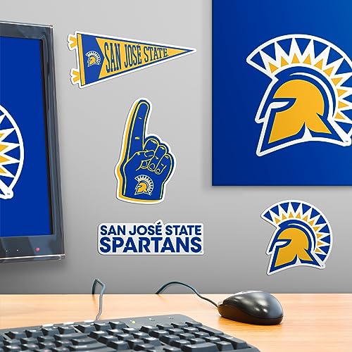 Image of San Jose State University 8ct Vinyl Large Deluxe Stickers Variety Pack - Laptop, Water Bottle, Scrapbooking, Tablet, Skateboard, Indoor /Outdoor - Set of 8