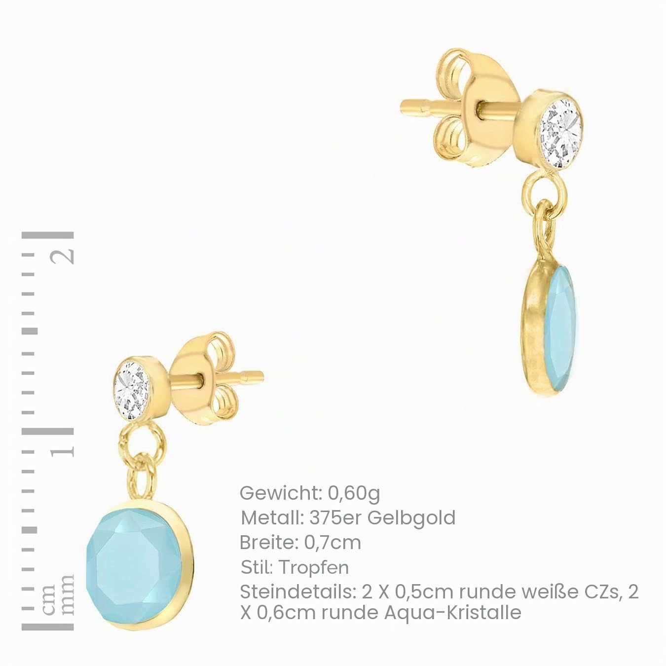 CARISSIMA Damen 9 Karat Gelbgold Zirkonia Gold Ohrringe Tropfenform, Grün