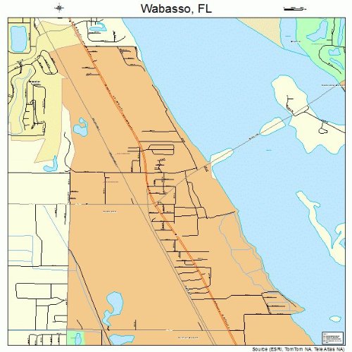 Large Street & Road Map of Wabasso, Florida FL Printed poster size
