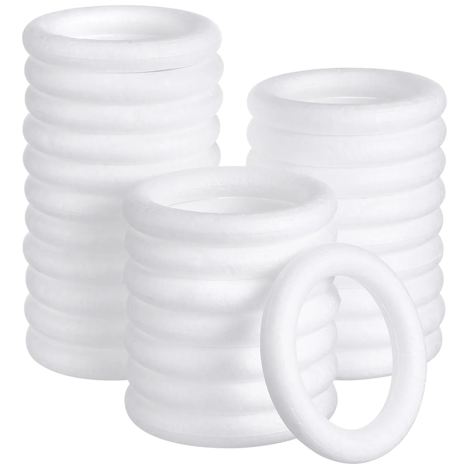 GCYEIDMA 30Pcs White Foam Wreath Craft Circle