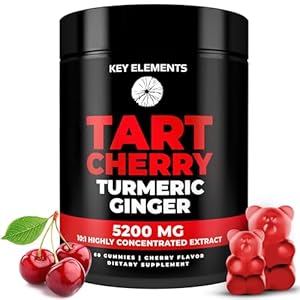 [Ultra Strength] Tart Cherry Gummies Extract with Turmeric Gummies & Ginger – Natural Tart Cherry Supplement for Uric Acid Cleanse, Joint Support & Muscle Recovery – Tart Cherry for Sleep 5200 Mg