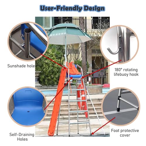 Escalera para salvavidas con sombra y silla alta de acero inox miniatura 7