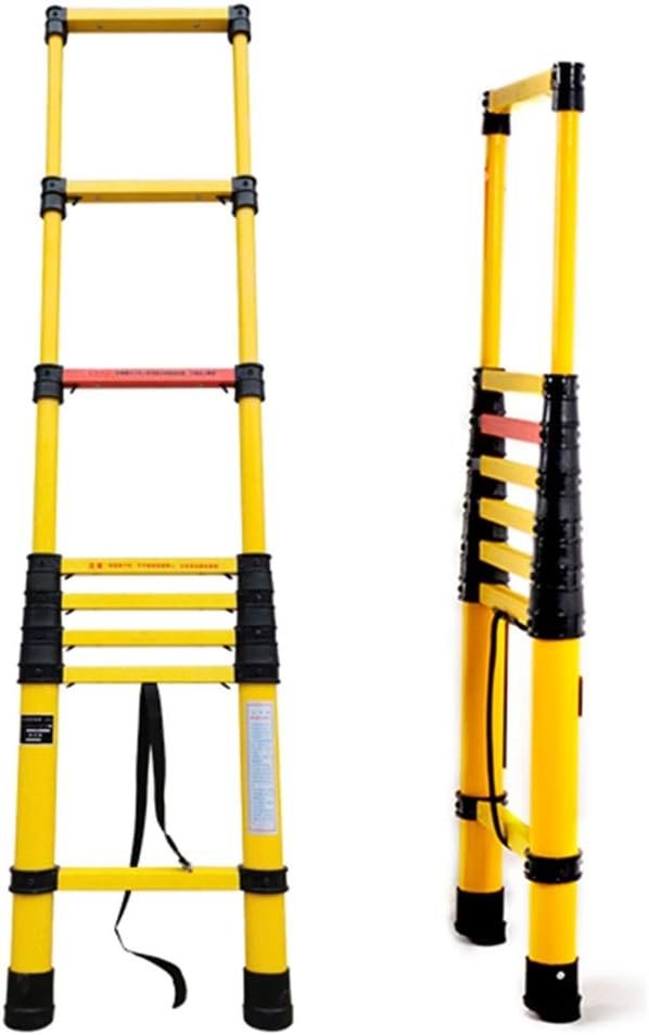 Professional Extension Fiberglass Telescoping Ladder Non Conductive, Foldable Telescopic Ladders Stepladder with Finger Protection, Load 150kg
