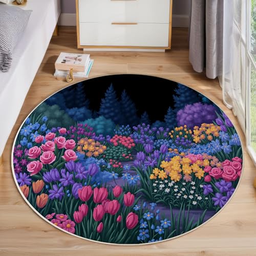 Tapis rond lavable et absorbant 160cm pour éviter les glissades - 4