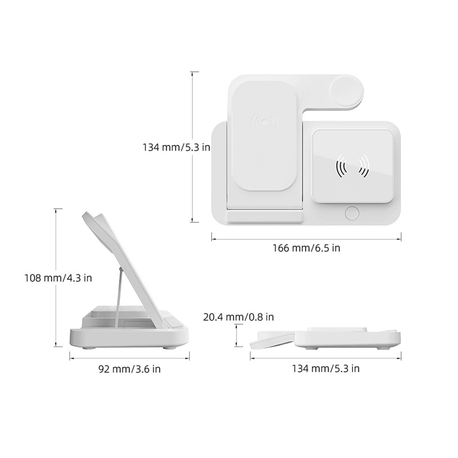 Cocoarm Station de Charge sans Fil Pliable 4 en 1, Sortie USB (White)