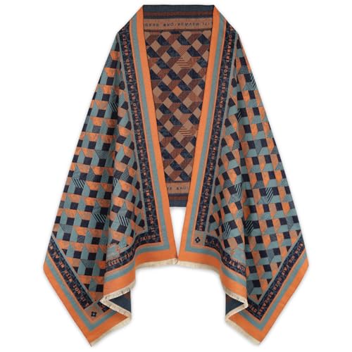 EXTREE Scarfs for Women Pashmina Silky Shawl Wrap for Evening Dressing Blanket Open Front Poncho Cape Aaa-orange