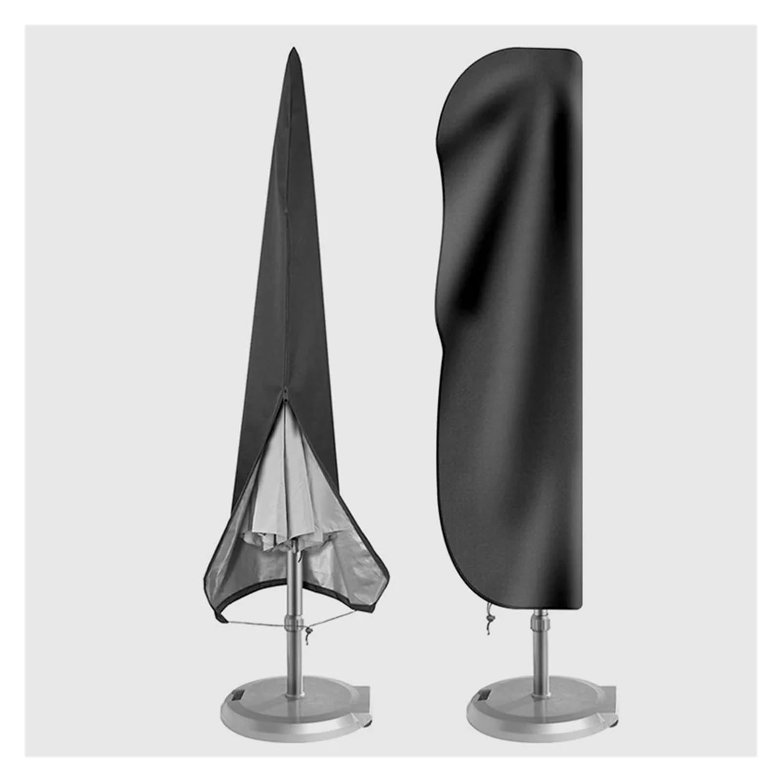Pokrowiec Na Parasol Ogrodowy 205 Cm, Czarny, Wodoodporny, Kwadratowy, Prosty, Duży, Prostokątny, Z Przesunięciem Maksymalna Ochrona