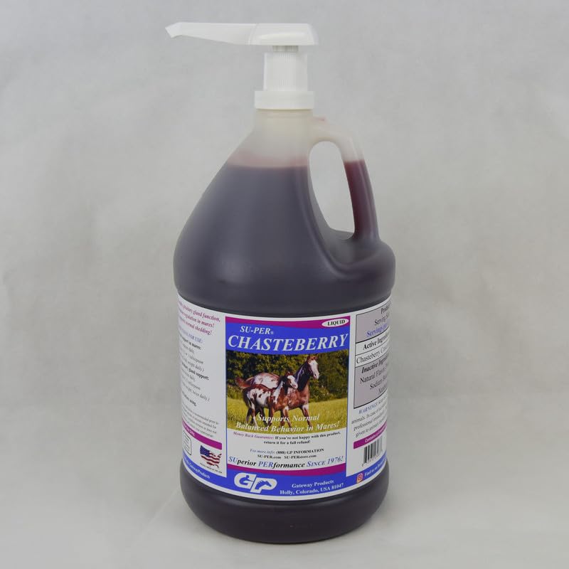 SU-PER Chasteberry Supplement for Horses - Supports Hormone Regulation & Healthy Pituitary Gland Function in Mares - Chasteberry for Horses - 1 Gallon