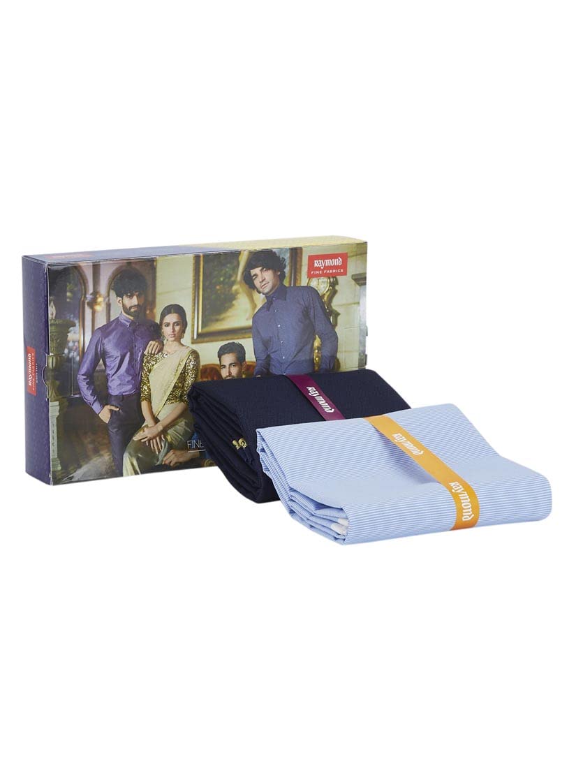 raymond fabrics Raymond Trouser Shirt Fabric Combo Box (Blue Self Shirt- Pant, Unstitched, All Weather Fabric)-picture-24