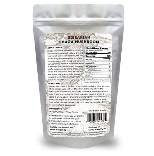 Organic Siberian Chaga Mushroom Chunks From Altai Mountains Region 8 Oz. (227G) #TOP1