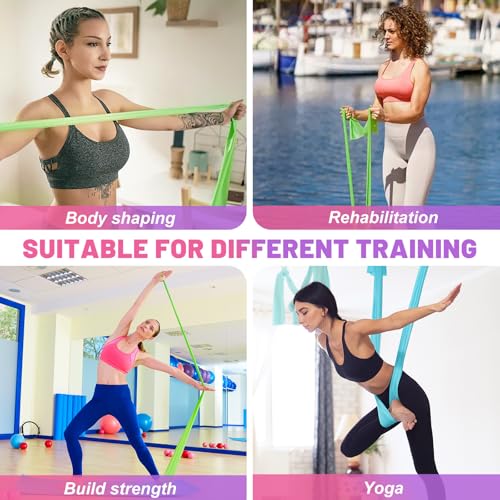 Image of 5 Pcs Resistance Bands, Professional Exercise Bands Elastic Stretch Bands for Fitness Yoga Pilates Stretching Strength Training, Workout Bands for Women and Men Home Gym