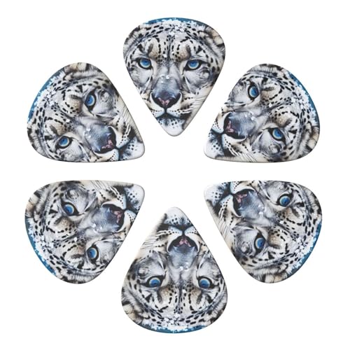 ギターピック ピック6個パック オーガナイザー収納ボックス付き ブルーアイド ユキヒョウ ベースピック エレクトリックウクレレピック用 アコースティックギター用 0.46mm