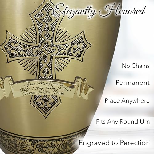 Image of Silver Cross Cremation Urn for Ashes Adult Male - Personalized Urn for Ashes for Women Decorative Urns - Beautifully Handcrafted Cross Urn