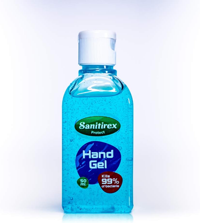 Hand Sanitiser Gel 50ml x 1 Antibacterial Hand Sanitizer Hand Gel Kills 99.99% Bacteria Made in UK - Sanitirex - Travel Pocket Size