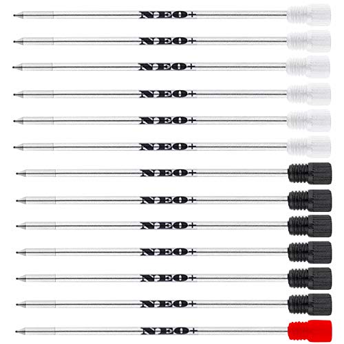 D1 12 x Recharges Bille pour stylo Swarovski Element Cristal par Neo + (5 x noir d'encre + 5 x Encre bleue + 1 x Encre Rouge)