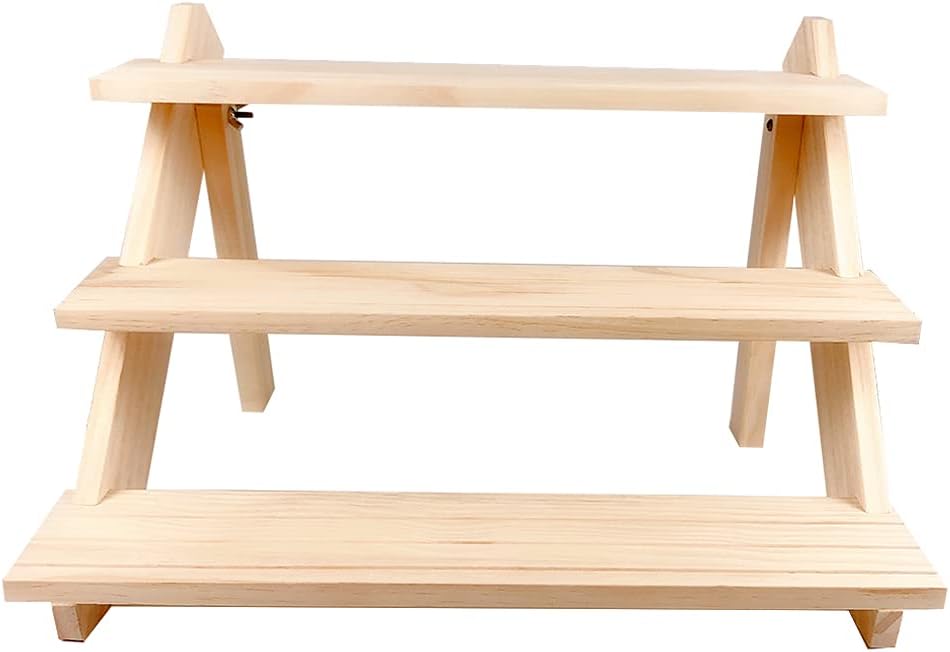 Sharplace Expositor de Joyas Bandeja, Soporte de Madera Maciza Organizador Estante para Pendientes Anillos - Estante 3 Niveles