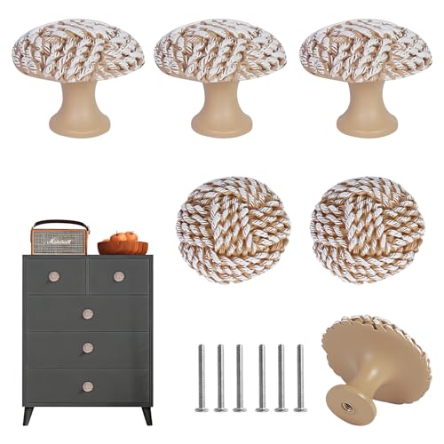 Altelvox Coastal Cabinet Knobs Set of 6 Boho Rope Drawer Knobs