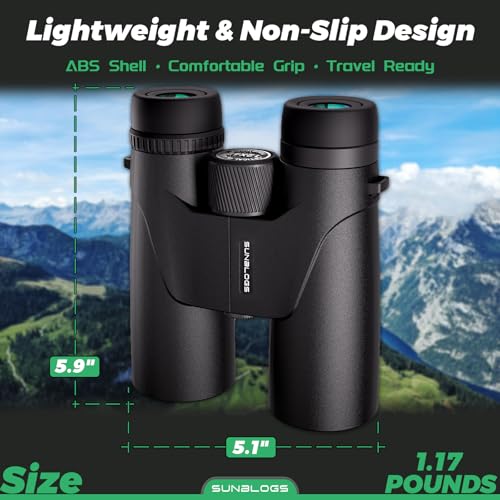 Image of 12x42 HD Binoculars for Adults High Powered - Waterproof BAK4 Prism Binoculars for Bird Watching, Hunting, Travel, Hiking & Opera - Super Bright Lightweight Binocular (Black)