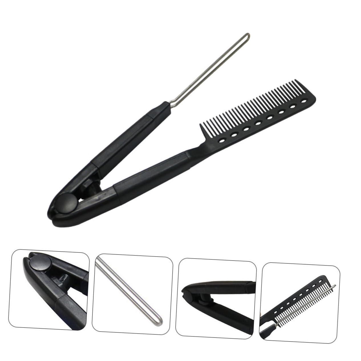 Beaupretty Hair Straightening Brush V-Shaped Straightening Comb Compact Travel Hairdressing Tool Durable Material Comfortable Grip for Easy Hair Styling - Image 4