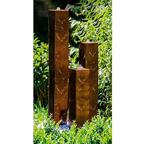 KÖHKO® Wasserspiel aus Cortenstahl mit LED-Beleuchtung „Brasilien“ 31001 Höhe 65-95-125 cm Gartenbrunnen