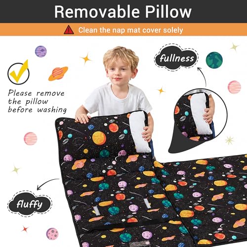 Image of Lasoftan Toddler Nap Mat with Pillow and Blanket, Extra Large Rolled Napping Mats,Slumber Bags for Boys Girls,Kids Sleeping Bag for Daycare, Preschool Travel Camping