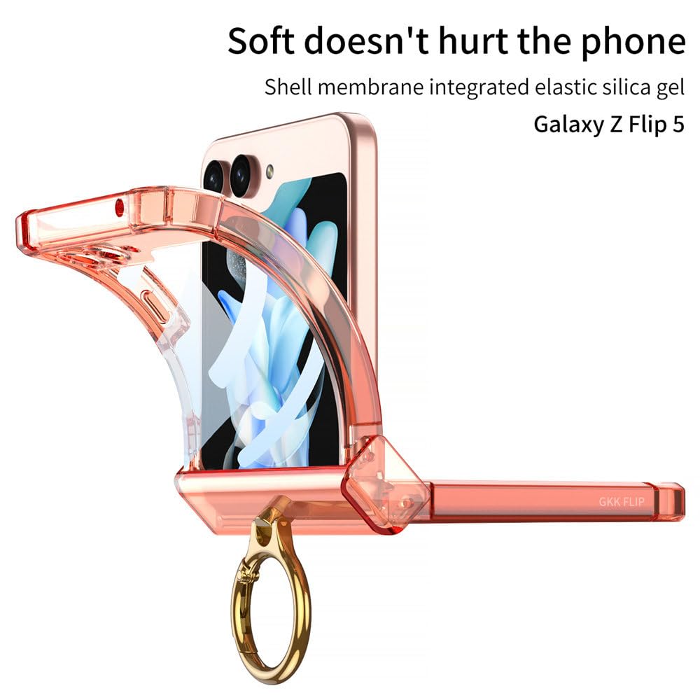 Pierścień Uchwyt Poduszka Powietrzna Wstrząsoodporny Przezroczysty Silikonowy Anty-uderzenia Etui do Samsung Galaxy Z Flip 6 5 4 3 Etui, zielone, do Samsung Z Flip 5