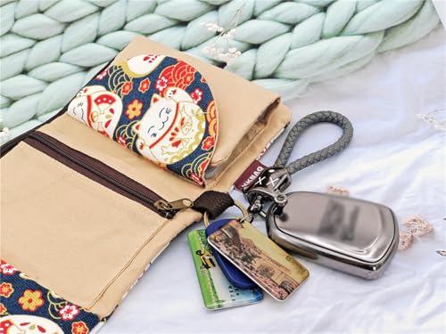 Women's Trifold Canvas Wallet - Cute Design with Keyring, Ladies Wallet for Credit Cards, Cash, Coins & Receipts3