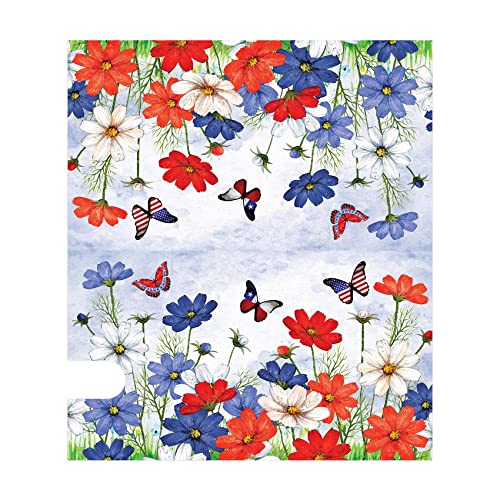 Image of Texupday USA Patriotic Butterfly Pansies Floral July 4th Mailbox Cover with Magnetic Strip Memorial Day Mailbox Wraps Post Letter Box Cover Standard Size 21 inch X 18 inch for Garden Outdoor Yard Decor