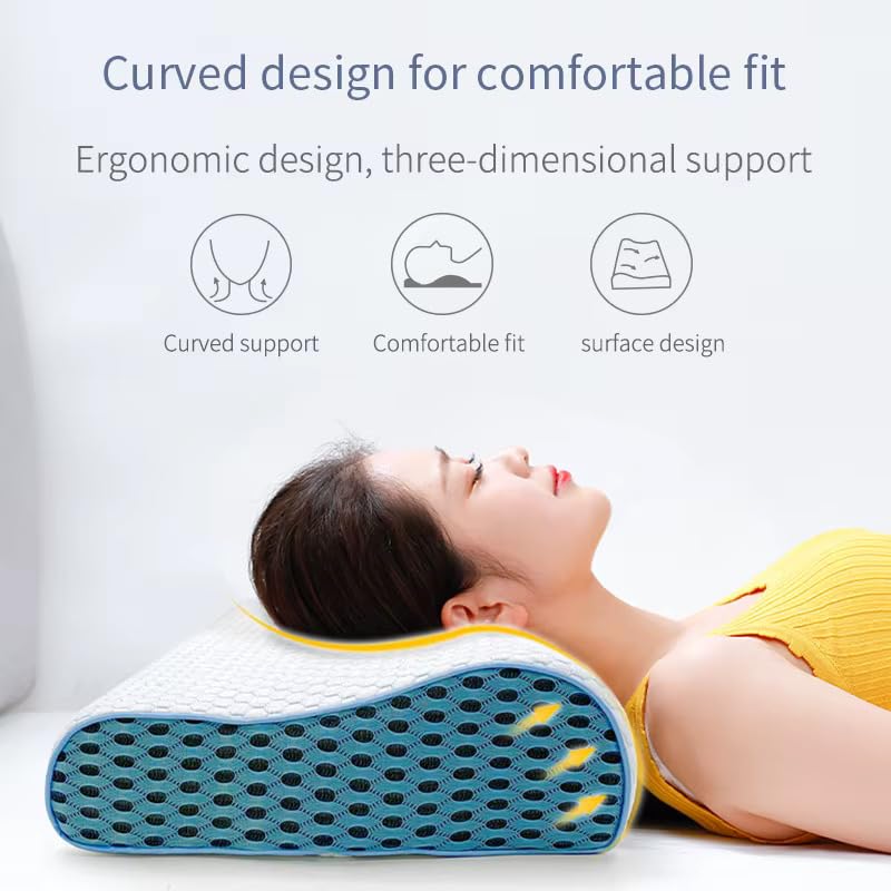 Orthopedic Memory Foam Pillow for Neck Pain – Ergonomic Contour Cervical Pillow for Sleeping, Neck & Shoulder Support – for Side, Back & Stomach Sleepers