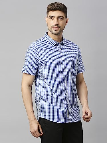 Image of Thomas Scott Mens | Half Sleeve Checkes | Printed | Slim Fit | 100% Cotton | Spread Collar | Shirts
