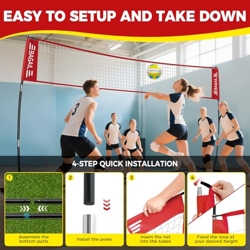 image for BAGAIL Volleyball Net, 12ft Portable Volleyball Net for Backyard - Adj