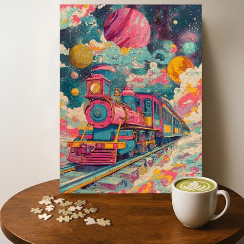 Casse-tête Train Cosmique Fantastique - 500 Pièces Bois, 20 x 15 po
