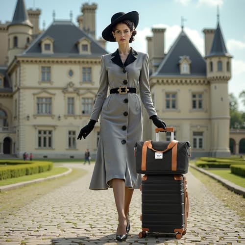 Best Carry On Luggage for International Travel: 13 Options That Actually Fit Airline Limits 4 TAKUMI Carry On Luggage Set 3 Piece ABS+PC Hardshell Suitcases with Duffel Bag Double Spinner Wheels Travel Luggage with TSA Lock Lightweight Suitcase Set(BLACK BROWN, 3 PIECE SET(20/DB/TB))