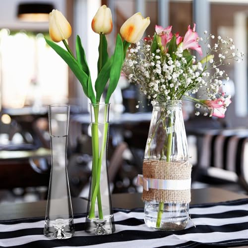 Jarrones de cristal para flores pequeños set de 3 floreros modernos de sobremesa 6