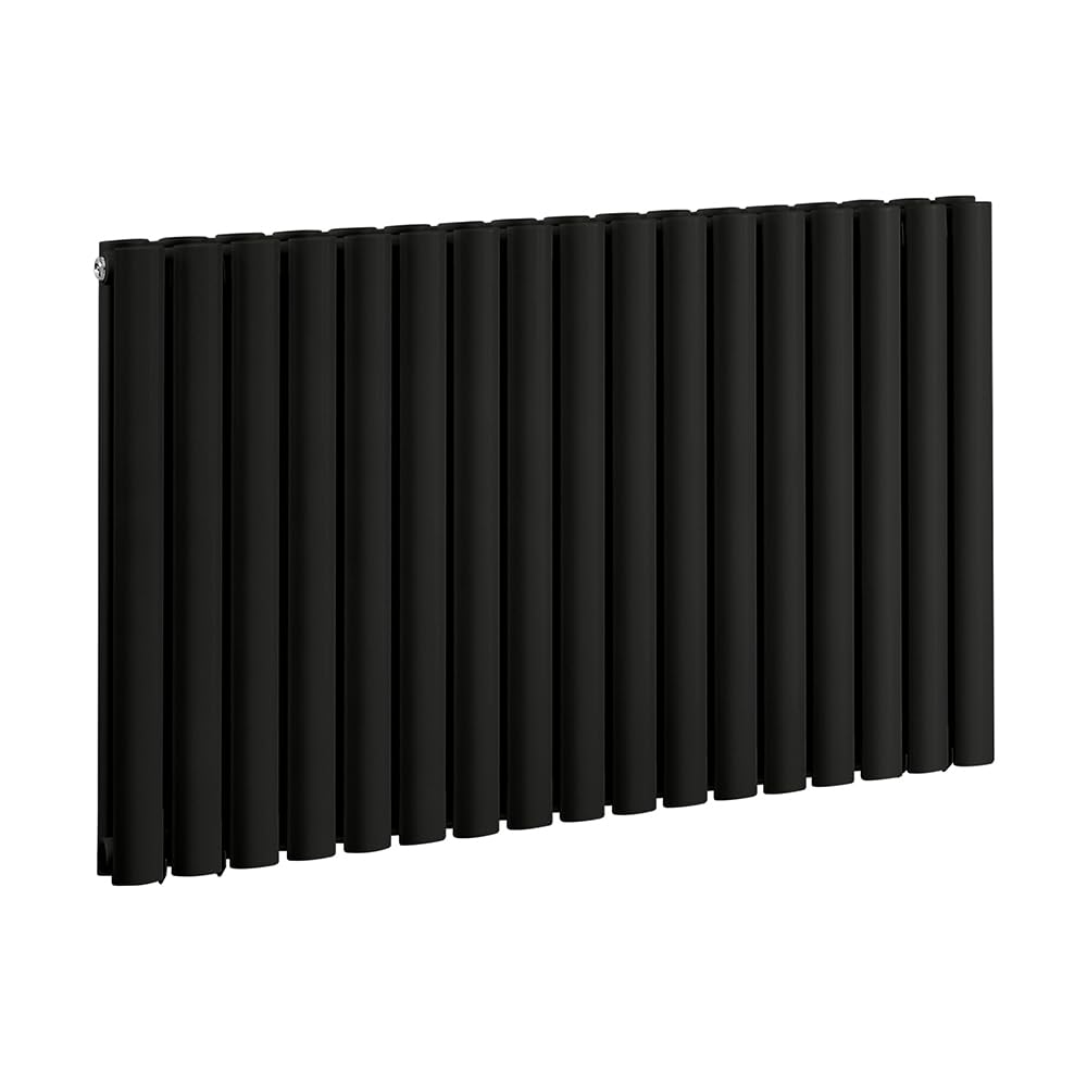 Milano Aruba 1200W Black Horizontal Double Oval Panel WiFi Electric Radiator - 635mm x 1000mm
