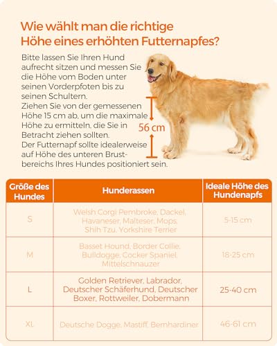 Feandrea Hundenapf erhöht, für große Hunde, Futternapf mit Gestell, erhöhter Fressnapf mit Schublade, Futterstation, 2 Schüsseln, 39 cm hoch, vintagebraun-schwarz PRB101X01V1